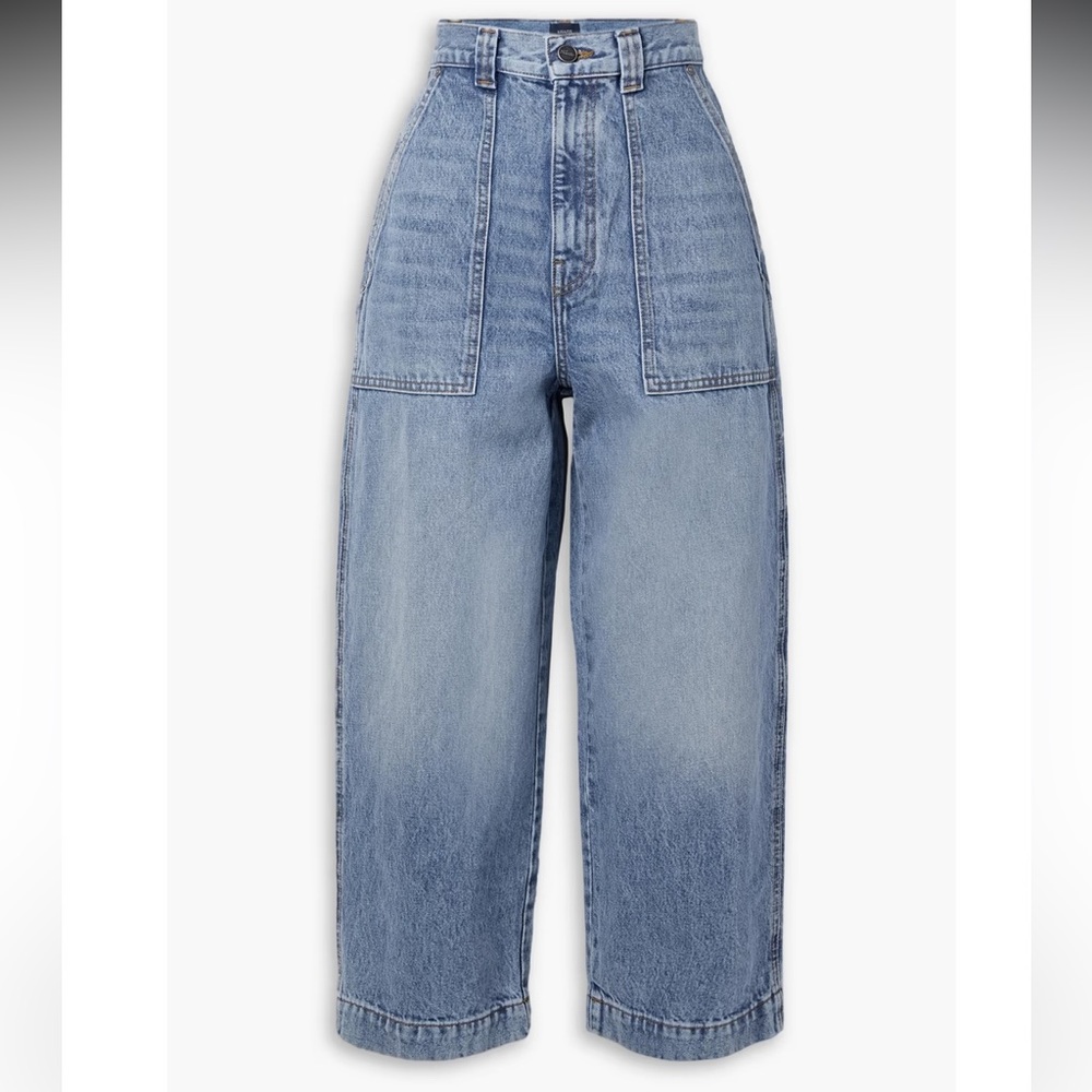 KHAITE Hewey cropped high-rise wide-leg jeans Size 24 - Like New - Blue “Bryce”